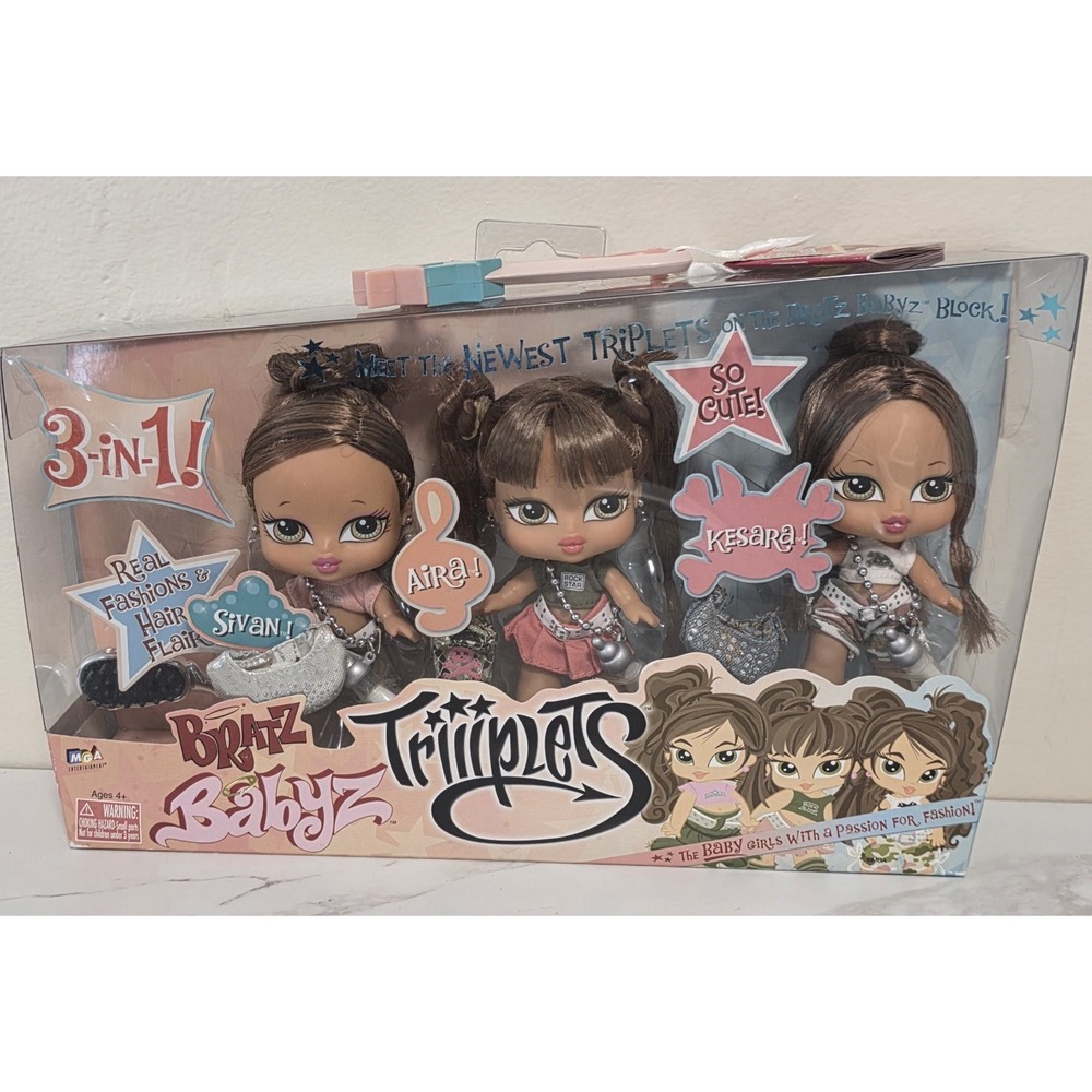 Bratz Babyz Triplets 3 Pack Set SEALED NIB Sivan Aira Kesara MGA Dolls